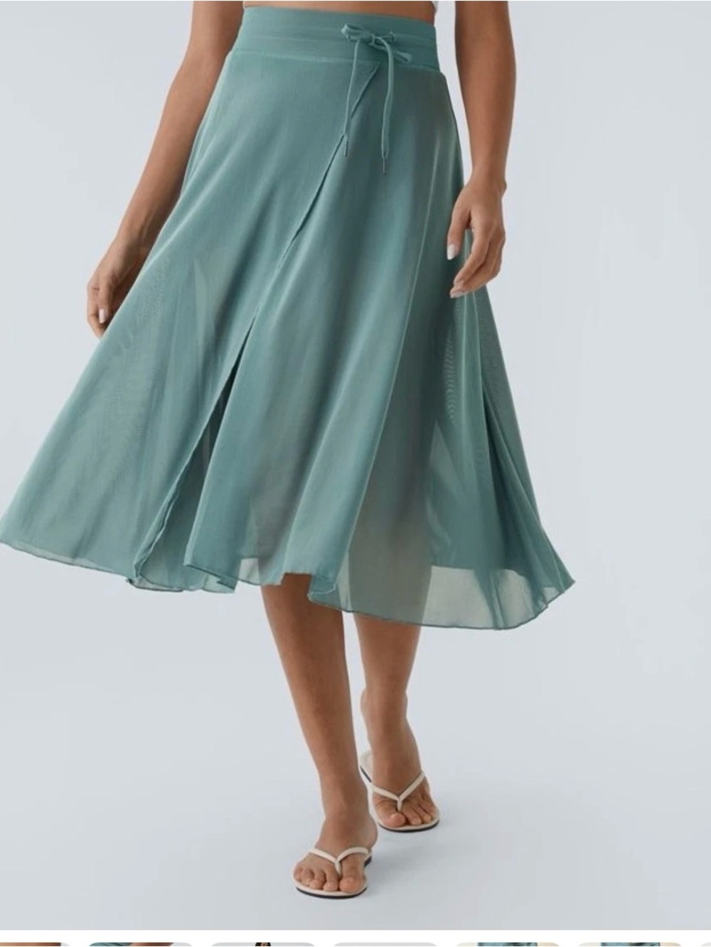 HALARA Slate Blue Drawstring A-Line Midi Skirt